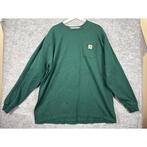 Carhartt K126 Mens 2XL Tall Green Long Sleeve Pocket T-Shirt Original Fit Cotton